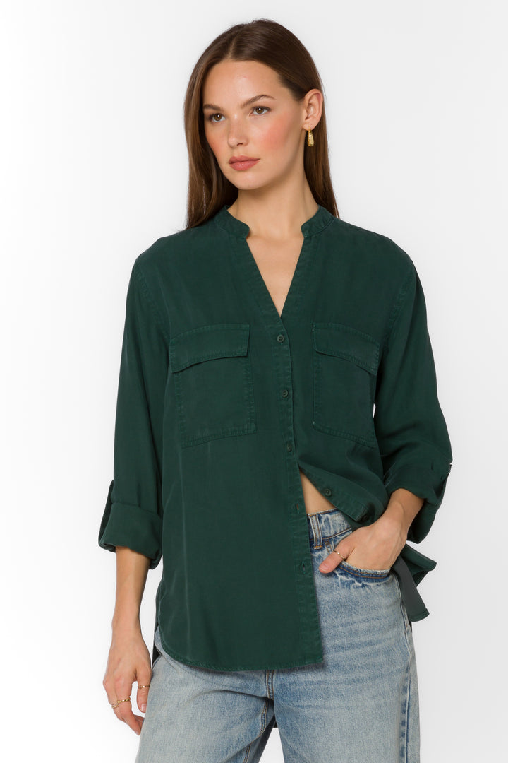 Addilyn Pine Needle Green Shirt - Tops - Velvet Heart Clothing