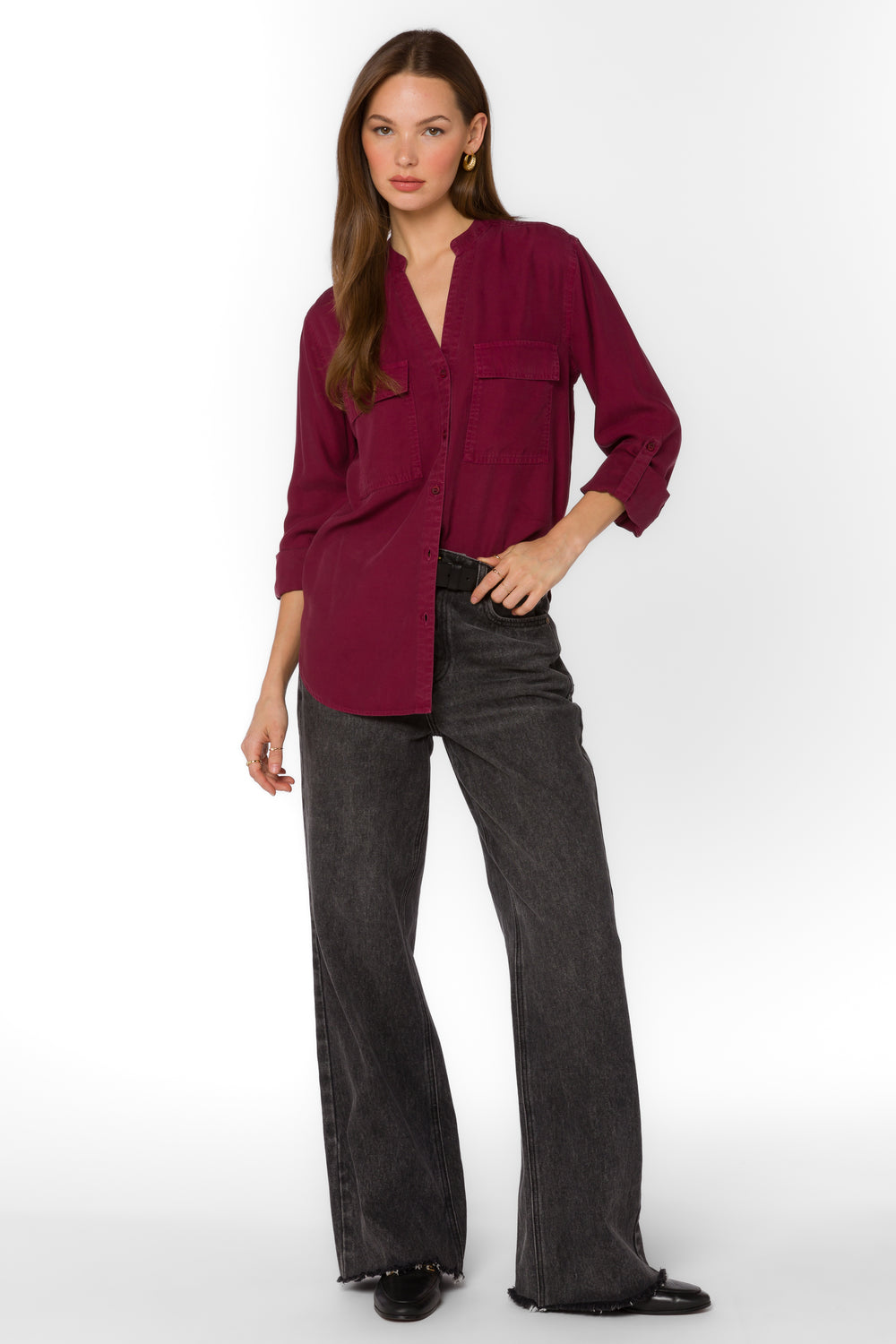 Addilyn Red Sangria Shirt - Tops - Velvet Heart Clothing