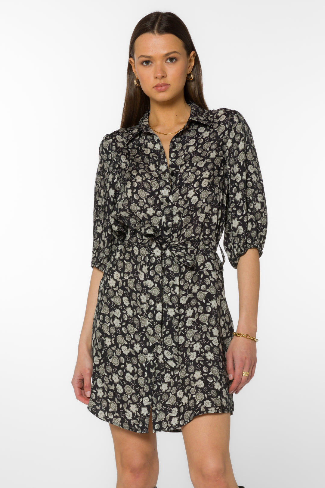 Amelia Black Floral Dress - Dresses - Velvet Heart Clothing