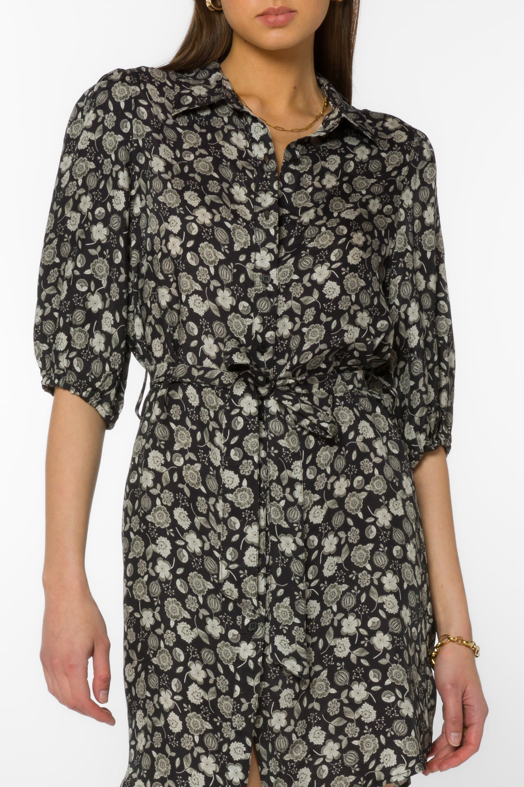 Amelia Black Floral Dress - Dresses - Velvet Heart Clothing