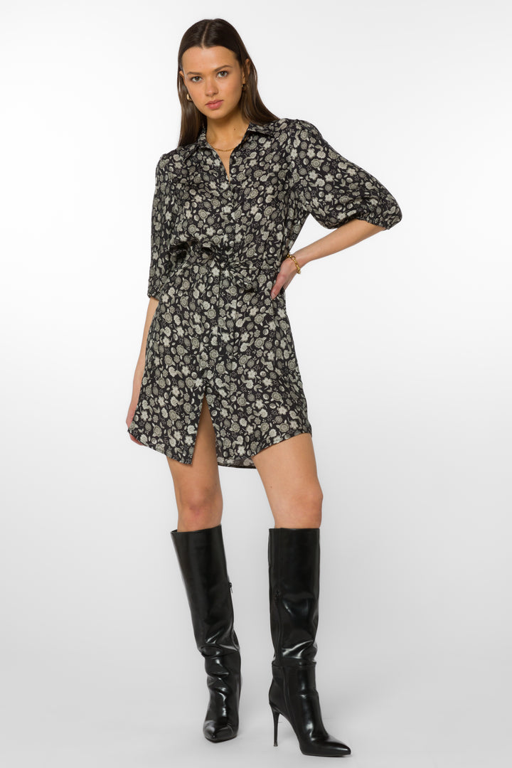 Amelia Black Floral Dress - Dresses - Velvet Heart Clothing