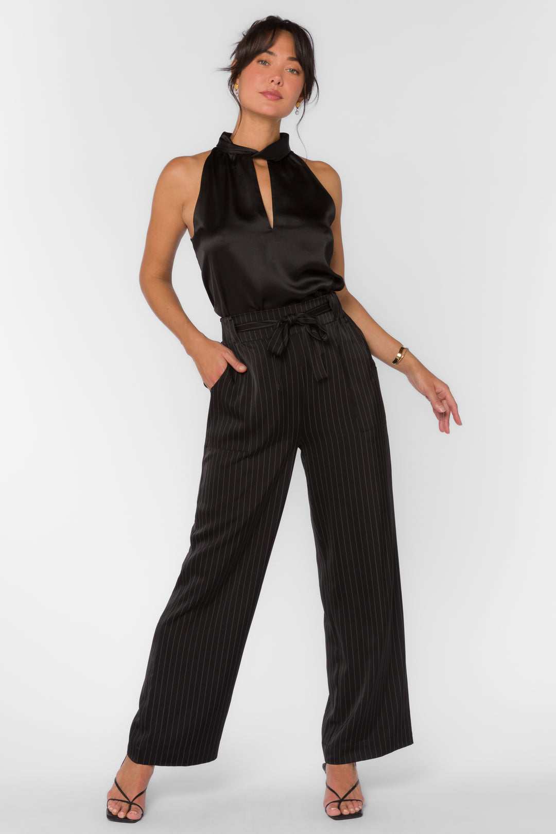 Angeline Black Stripe Pant - Bottoms - Velvet Heart Clothing