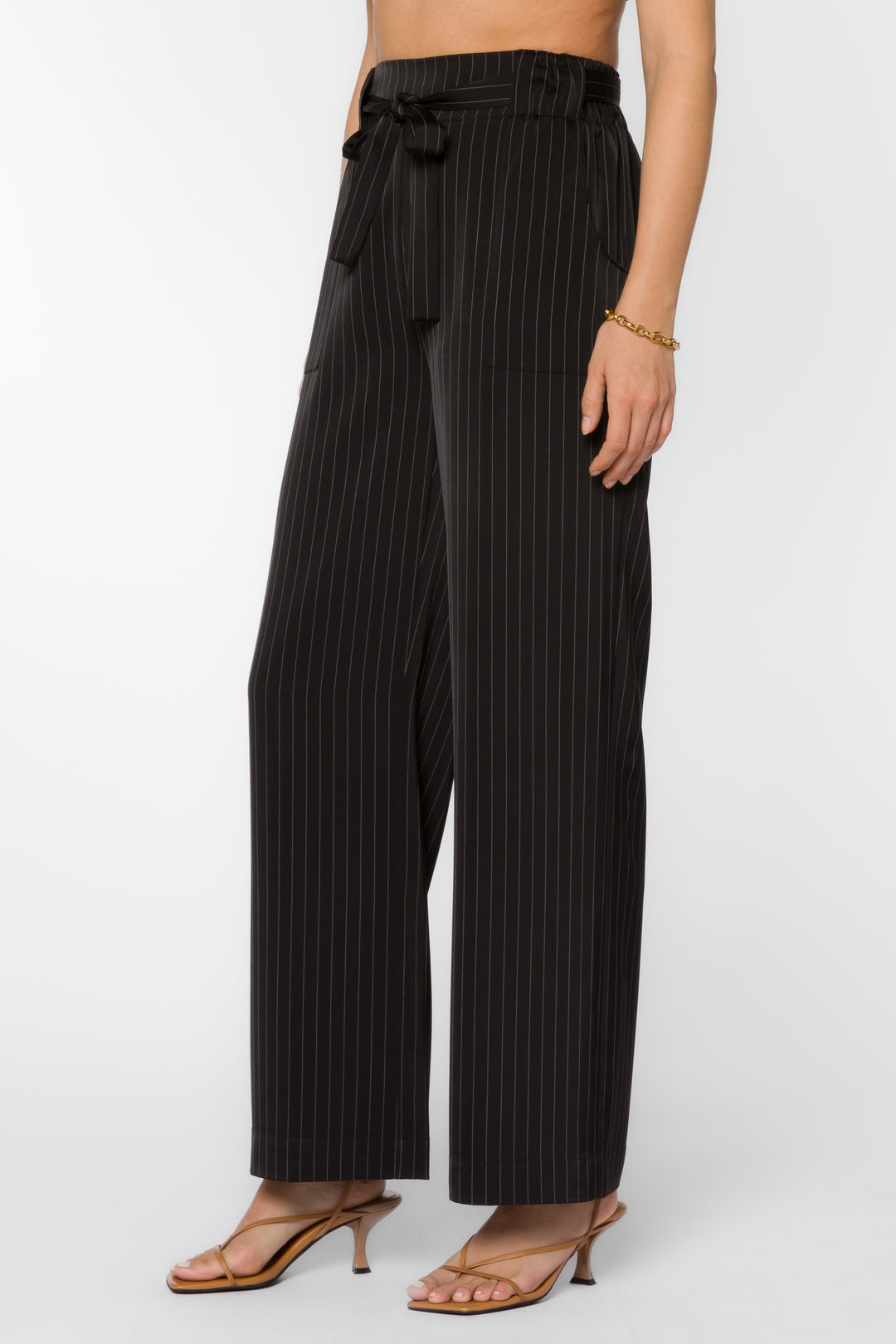 Angeline Black Stripe Pant - Bottoms - Velvet Heart Clothing