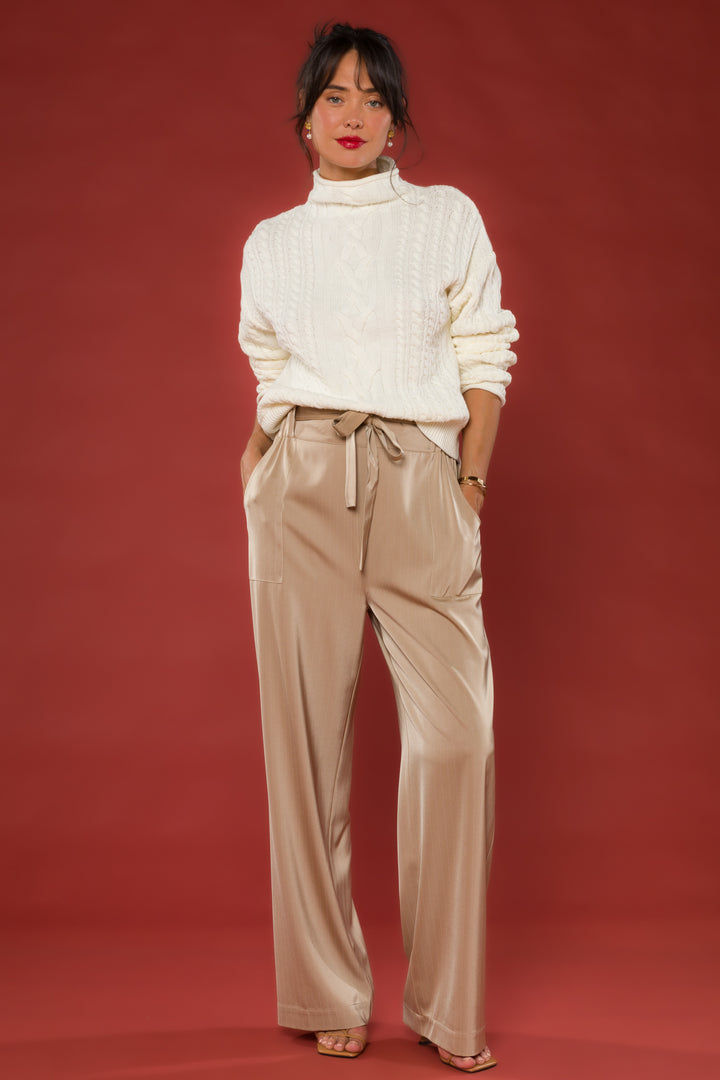 Angeline Taupe Stripe Pant - Bottoms - Velvet Heart Clothing