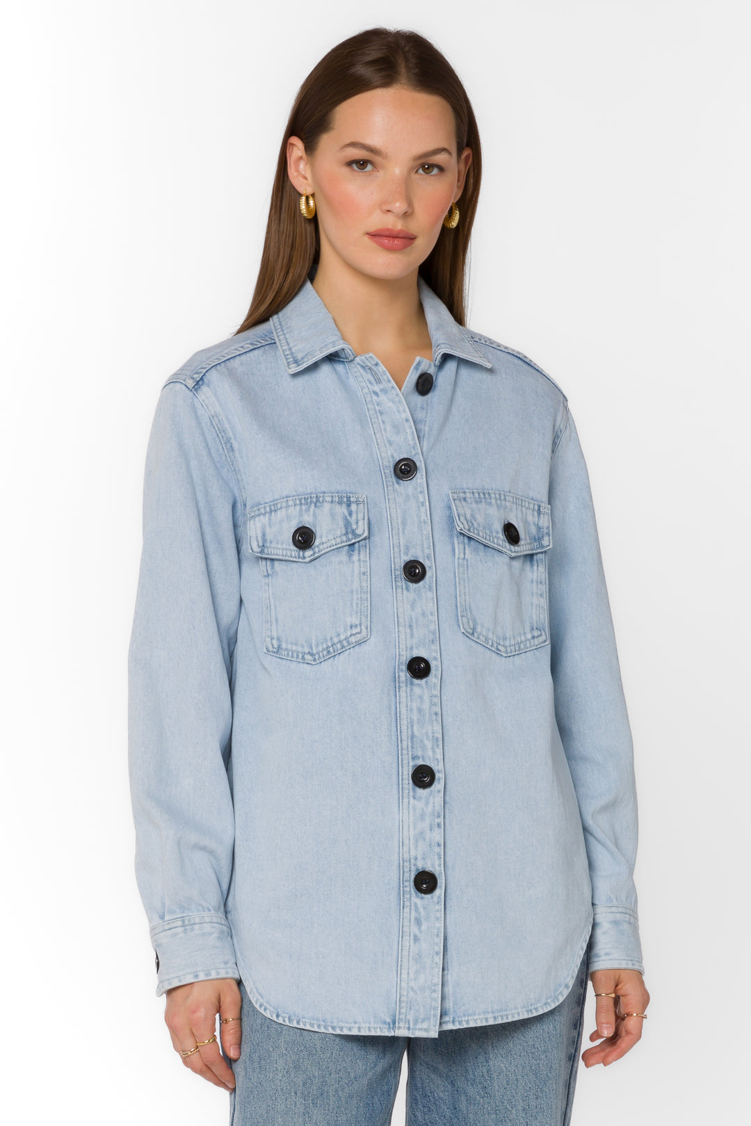 Austin Light Mineral Blue Shirt Jacket - Jackets & Outerwear - Velvet Heart Clothing