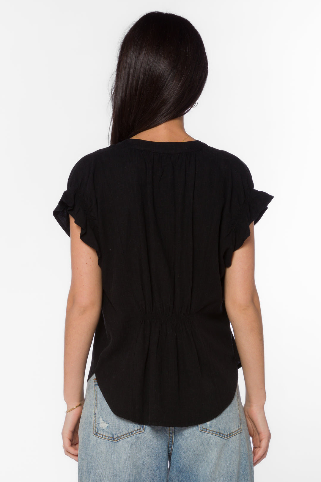 Avery Black Linen Top - Tops - Velvet Heart Clothing