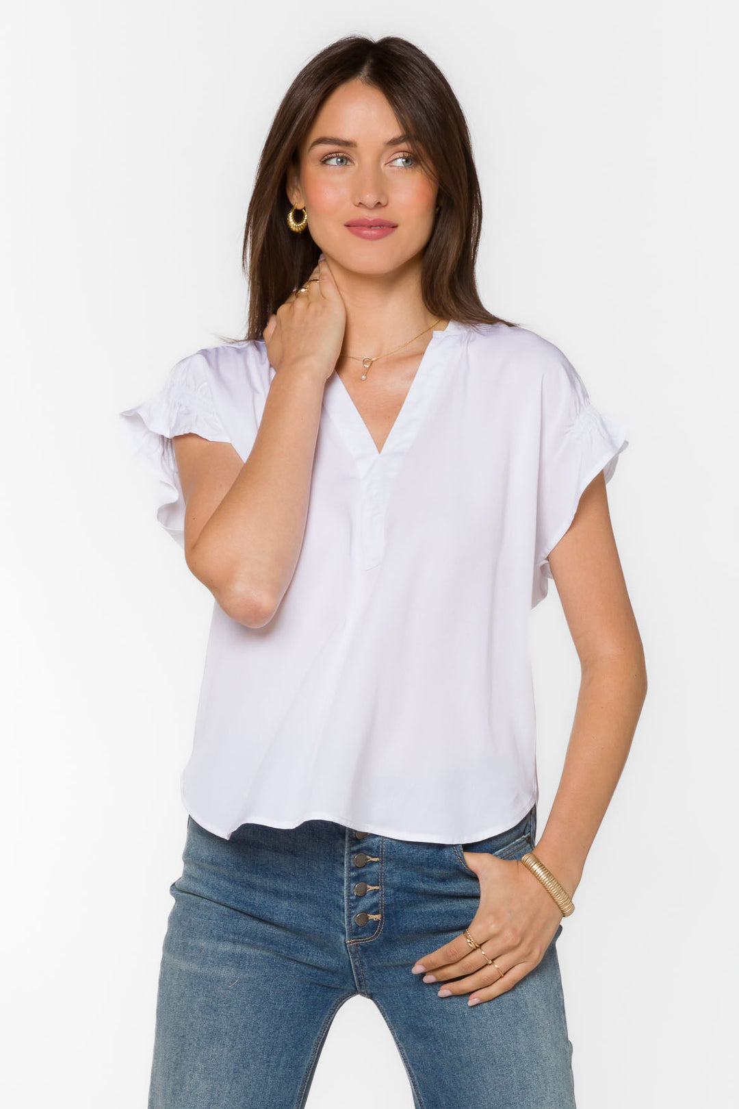 Avery Optic White Top - Tops - Velvet Heart Clothing