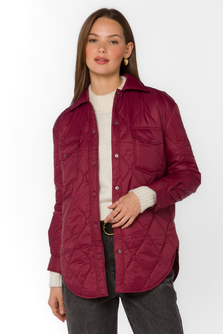 Bella Wine Puffer Jacket - Jackets & Outerwear - Velvet Heart Clothing