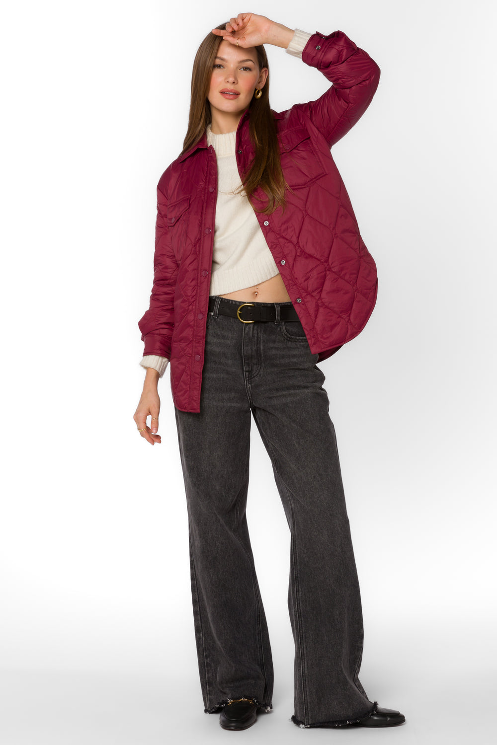 Bella Wine Puffer Jacket - Jackets & Outerwear - Velvet Heart Clothing