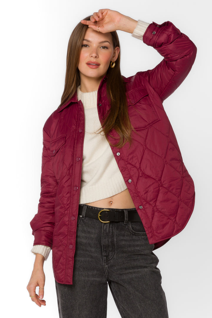 Bella Wine Puffer Jacket - Jackets & Outerwear - Velvet Heart Clothing