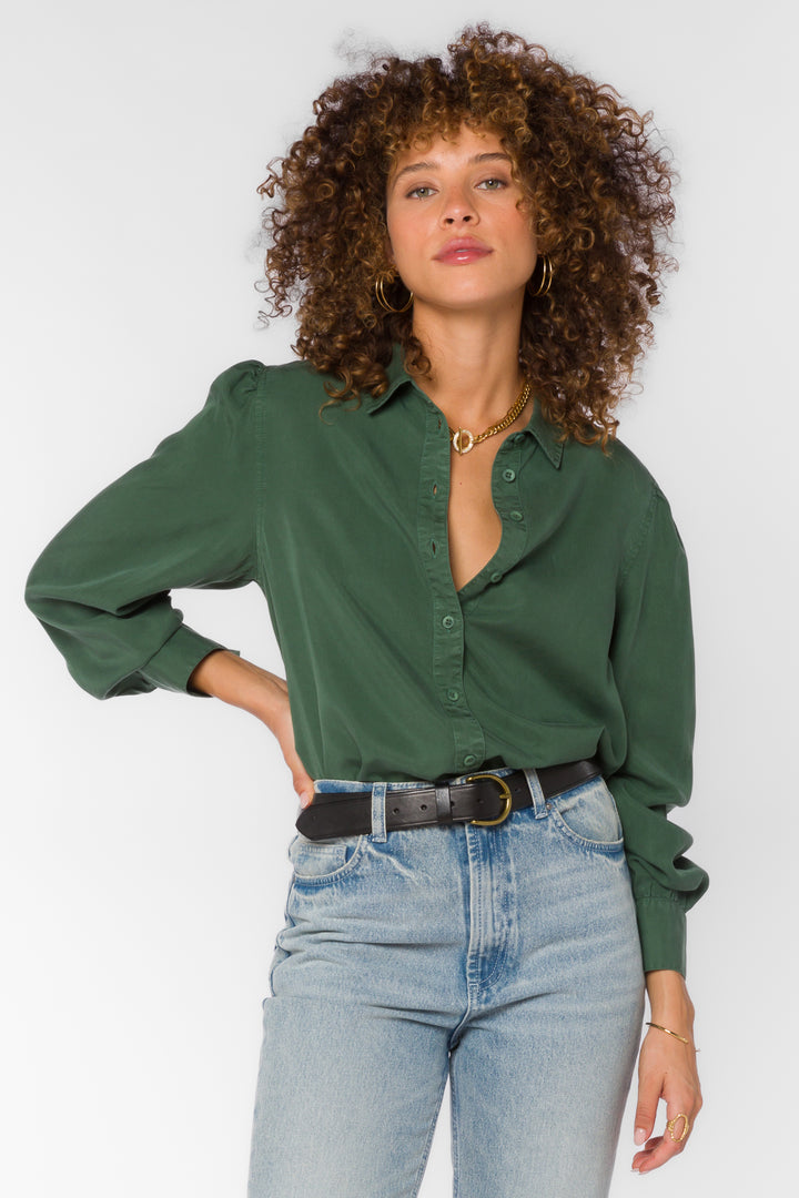 Bellamy Dark Green Shirt - Tops - Velvet Heart Clothing