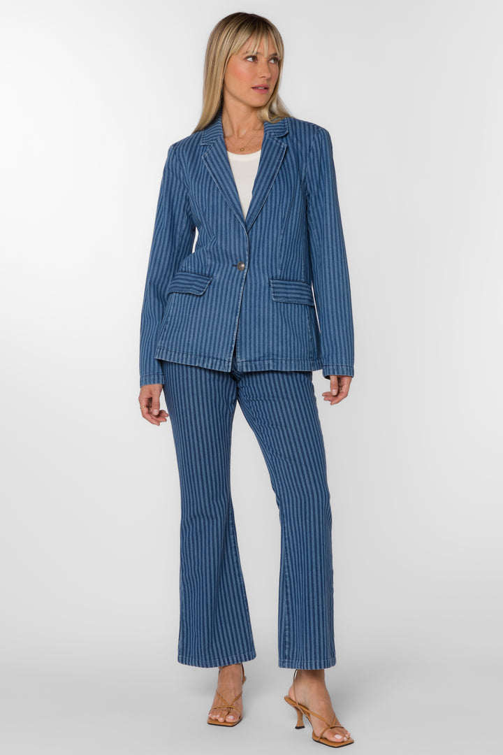 Beni Blue Stripe Blazer - Jackets & Outerwear - Velvet Heart Clothing