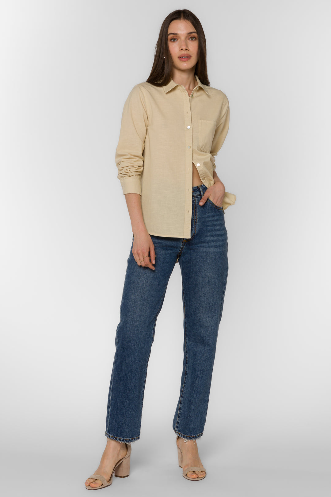 Bennett Beige Shirt - Tops - Velvet Heart Clothing