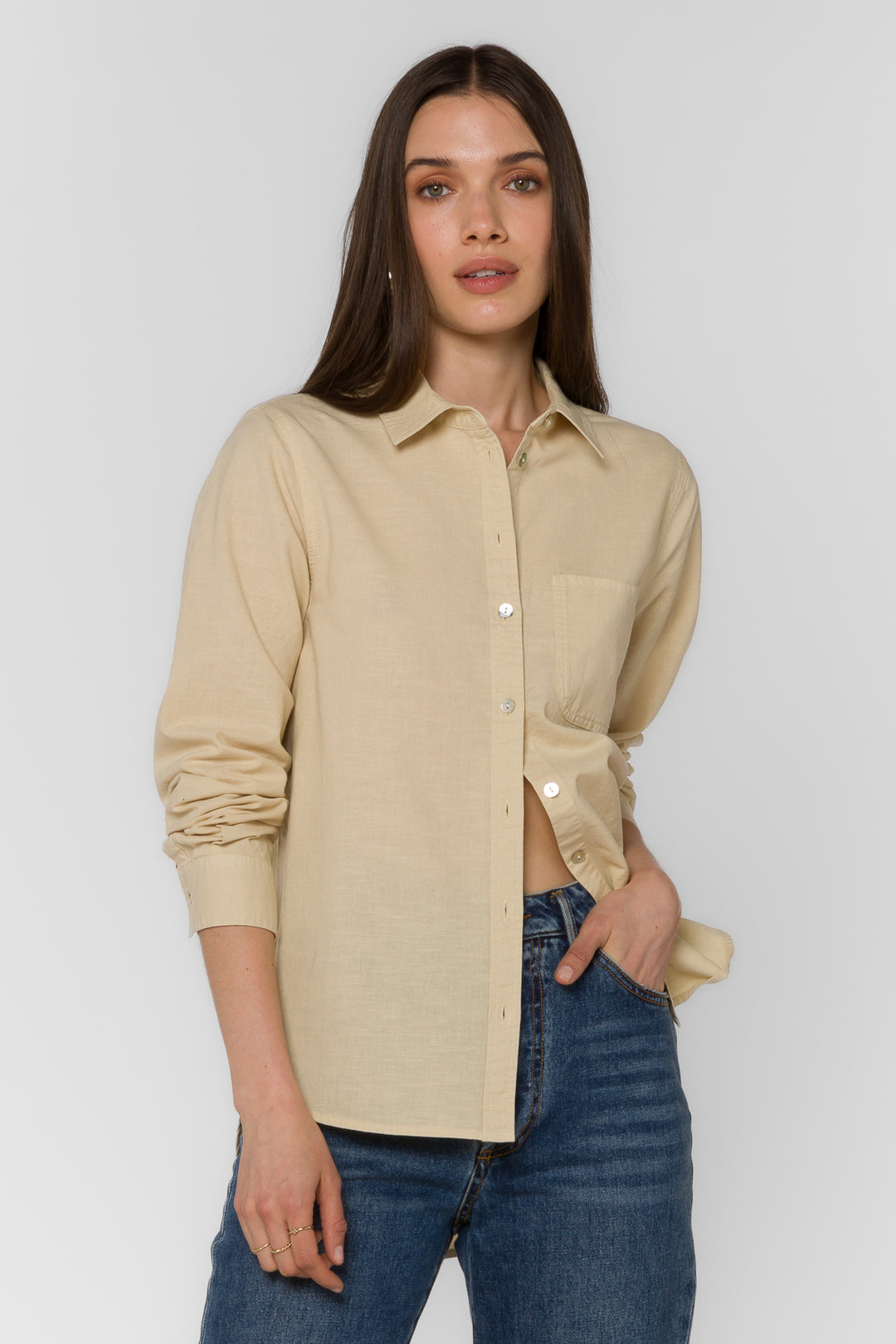 Bennett Beige Shirt - Tops - Velvet Heart Clothing