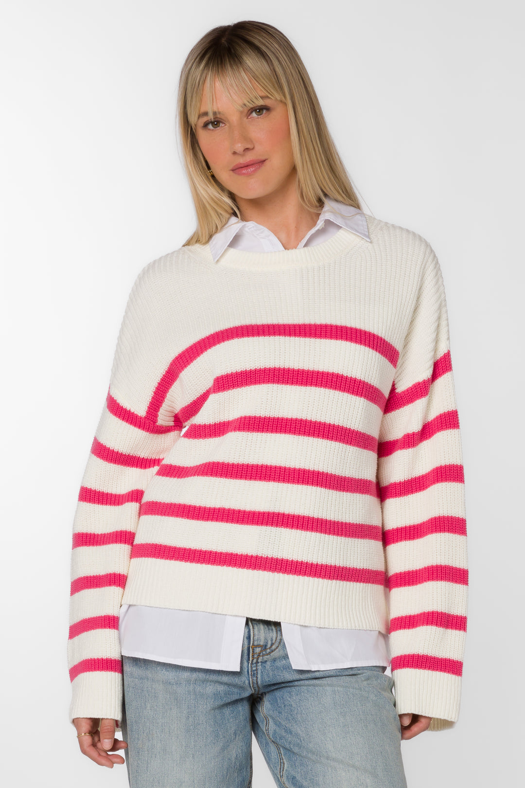 Bridgette Pink Stripe Sweater - Sweaters - Velvet Heart Clothing