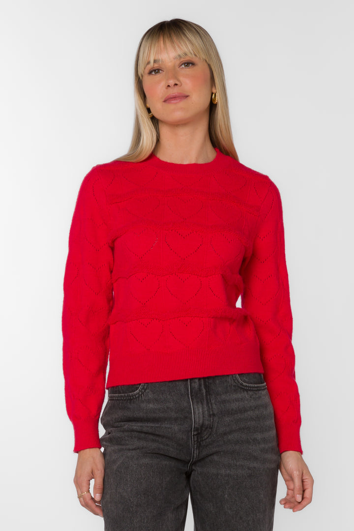 Brinley Red Ribbon Sweater - Sweaters - Velvet Heart Clothing