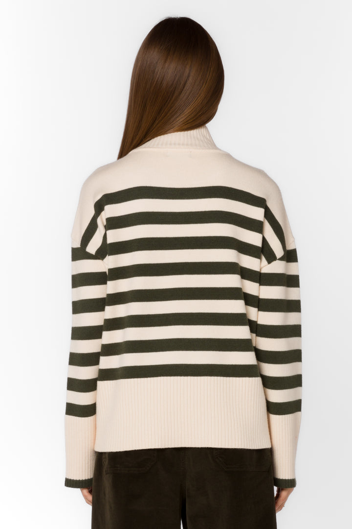 Caden Ivory Pine Stripe Sweater - Sweaters - Velvet Heart Clothing