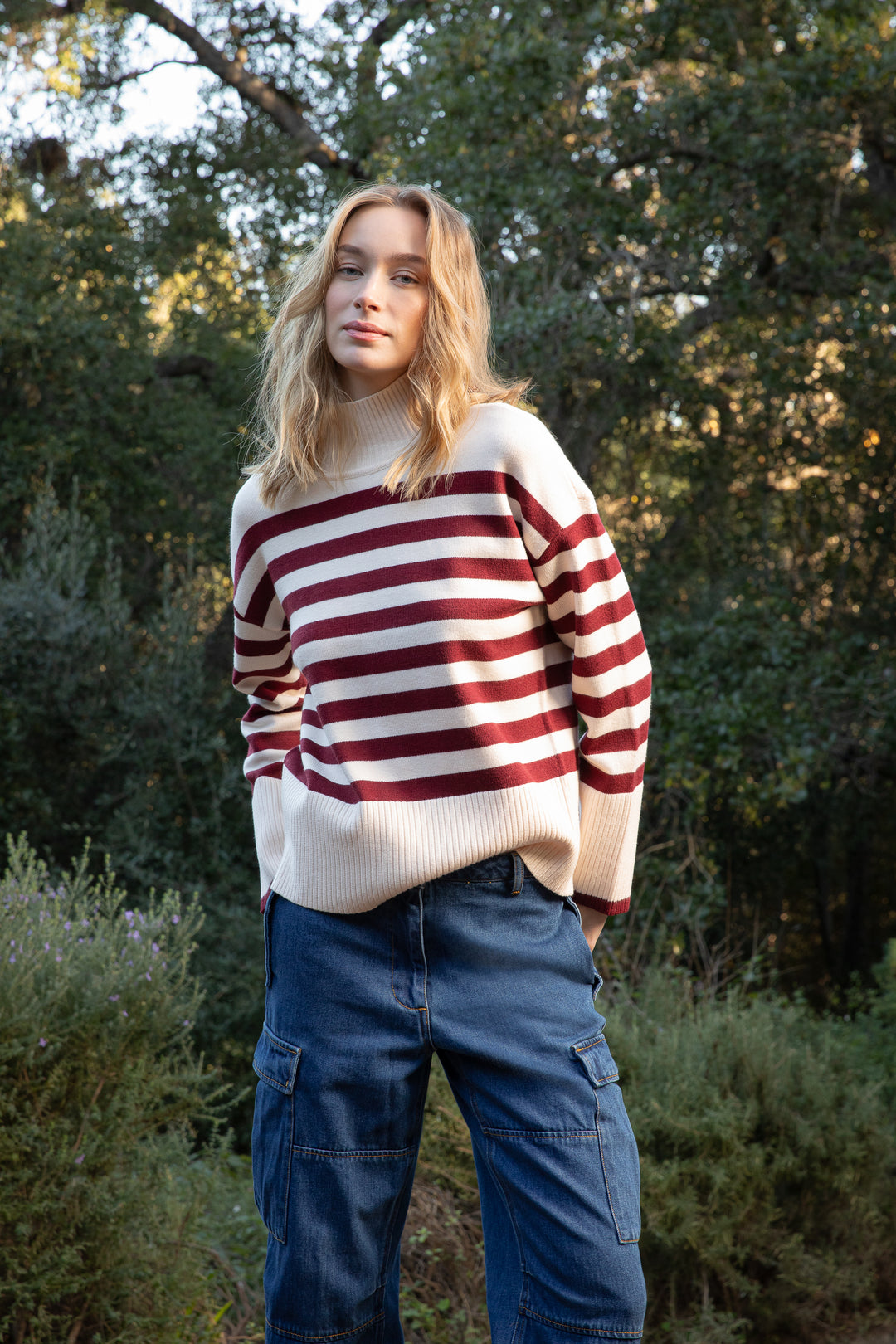 Caden Ivory Red Stripe Sweater - Sweaters - Velvet Heart Clothing