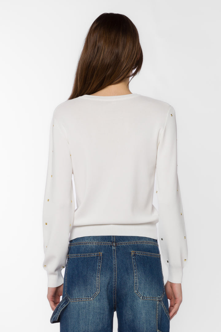 Candie White Gold Studs Sweater - Sweaters - Velvet Heart Clothing