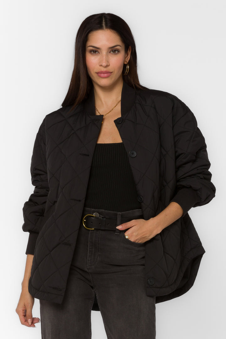 Celeste Black Quilted Jacket - Jackets & Outerwear - Velvet Heart Clothing