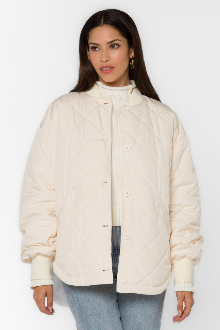 Celeste Ivory Quilted Jacket - Jackets & Outerwear - Velvet Heart Clothing