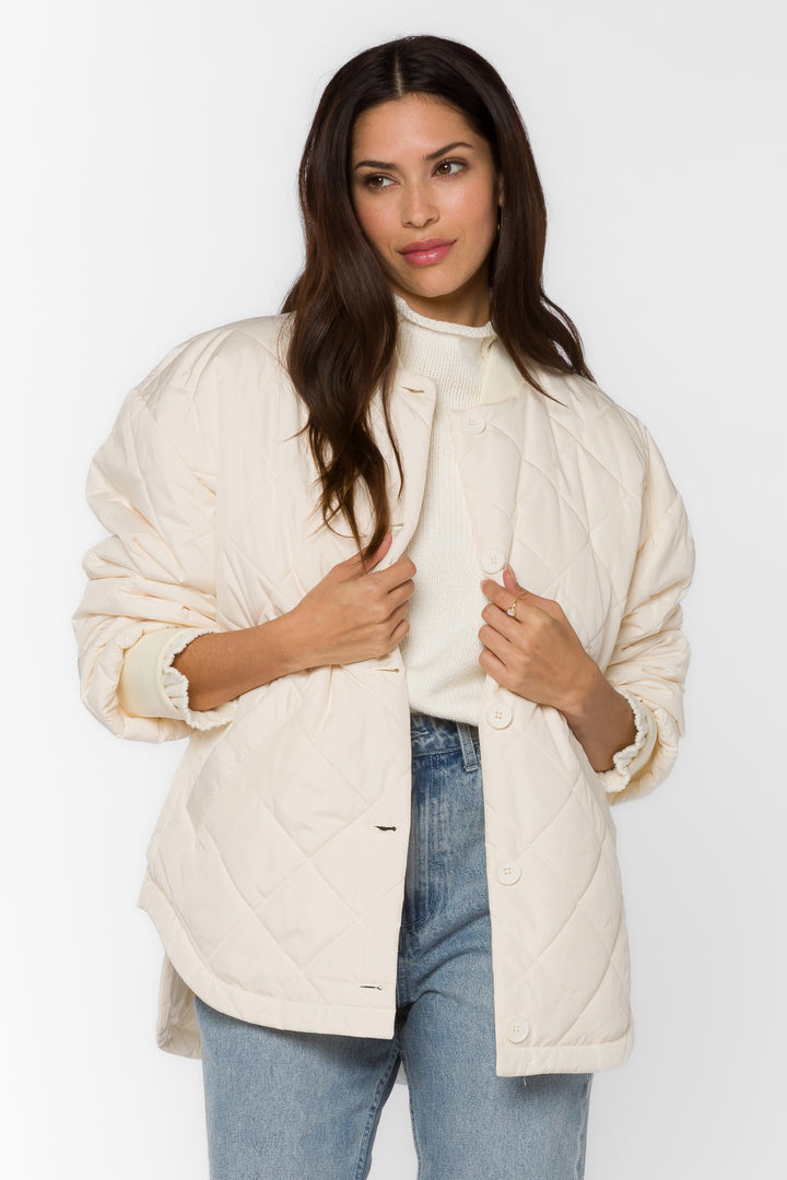 Celeste Ivory Quilted Jacket - Jackets & Outerwear - Velvet Heart Clothing