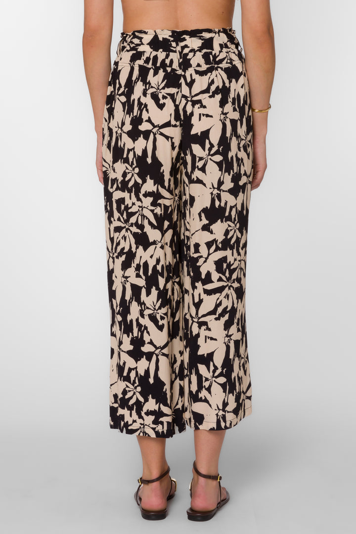 Claudette Black Cream Floral Pants - Bottoms - Velvet Heart Clothing