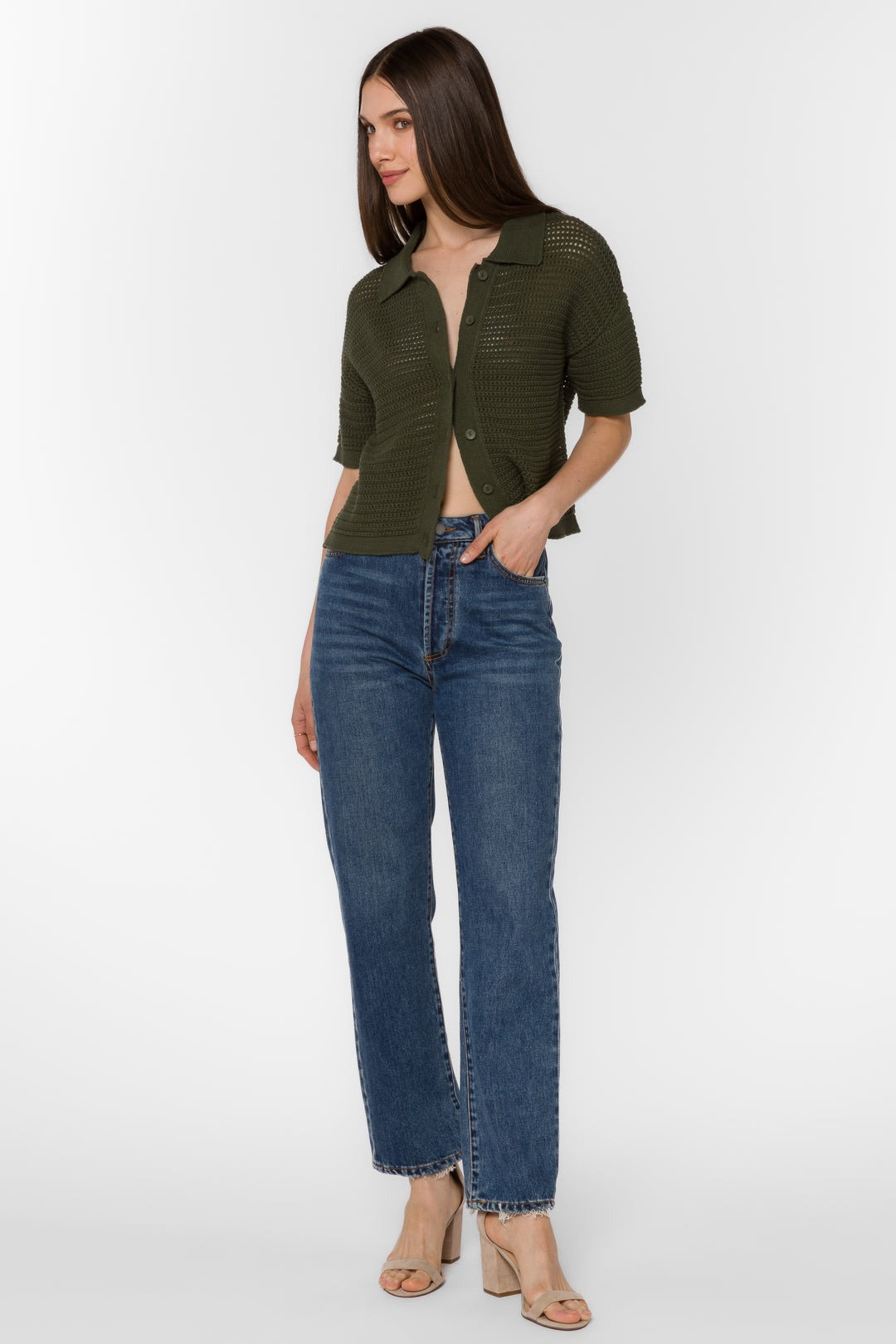 Claudine Military Olive Top - Tops - Velvet Heart Clothing