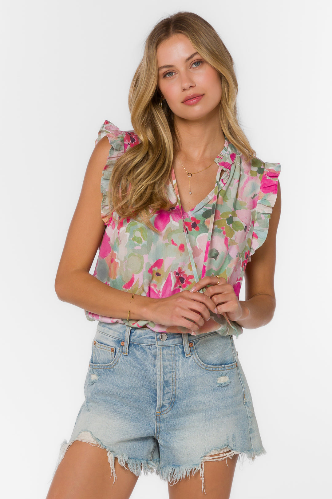 Colima Painted Floral Top - Tops - Velvet Heart Clothing