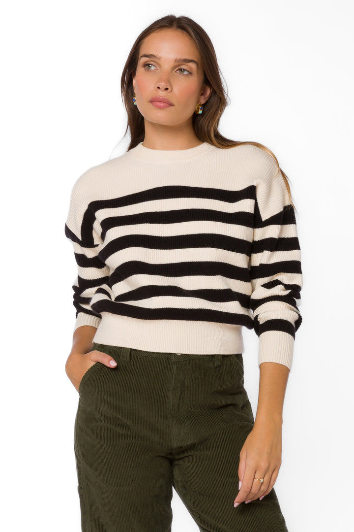 Darrell Ivory Black Stripe Sweater - Sweaters - Velvet Heart Clothing