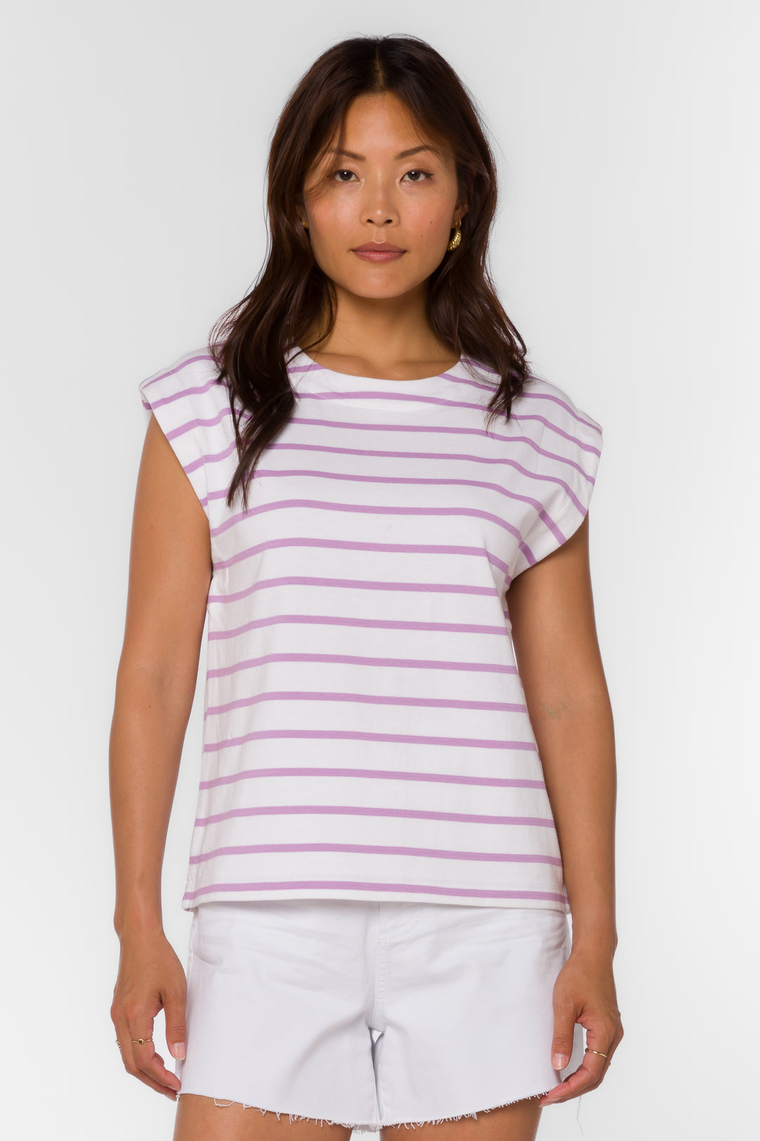 Derrick Lavender Striped Tee