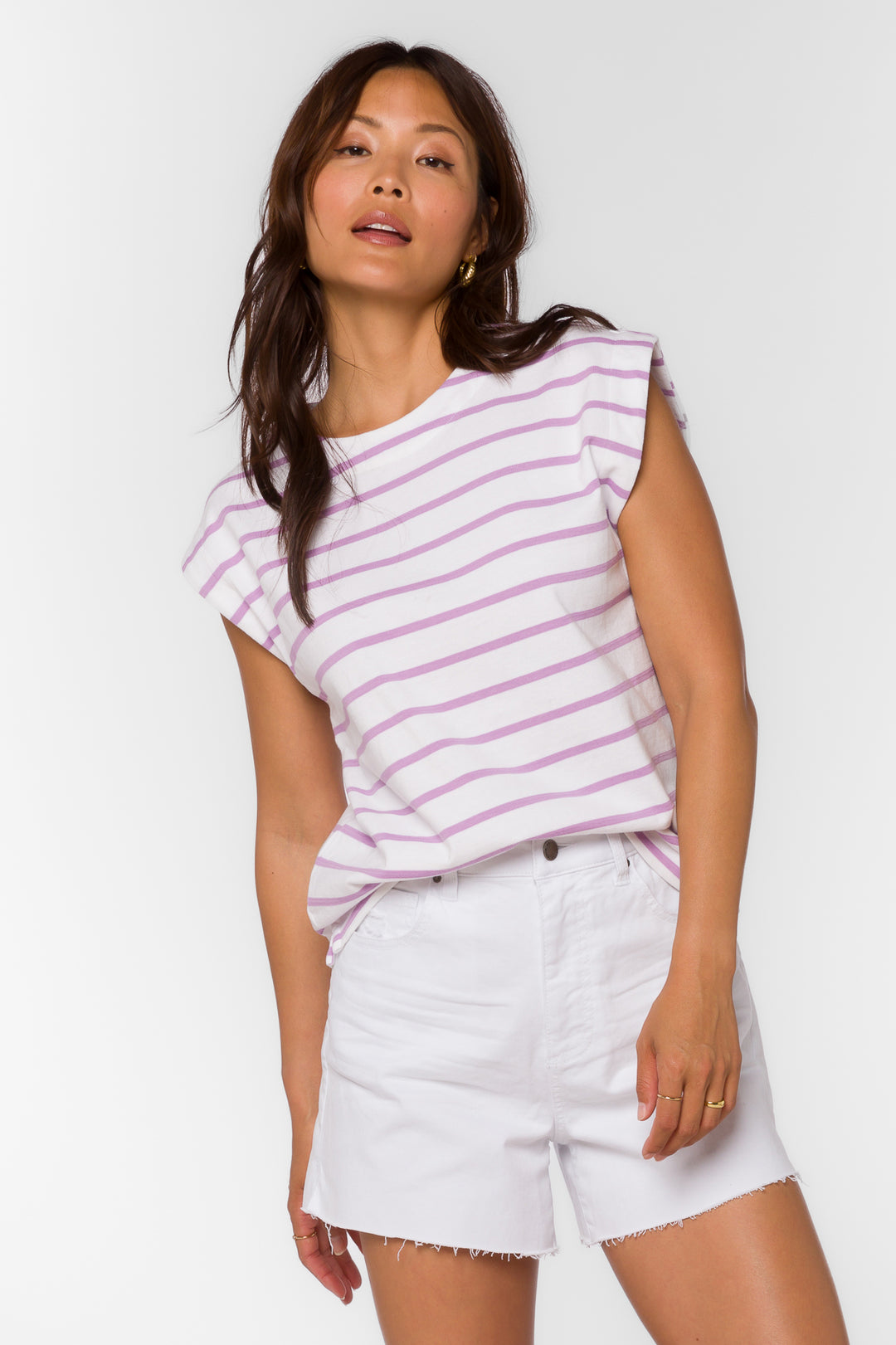 Derrick Lavender Striped Tee