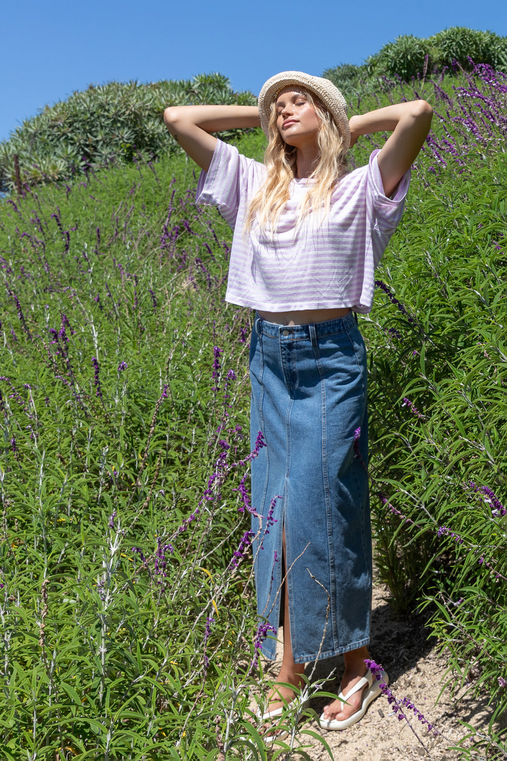 Teller Periwinkle Stripe Tee - Tops - Velvet Heart Clothing