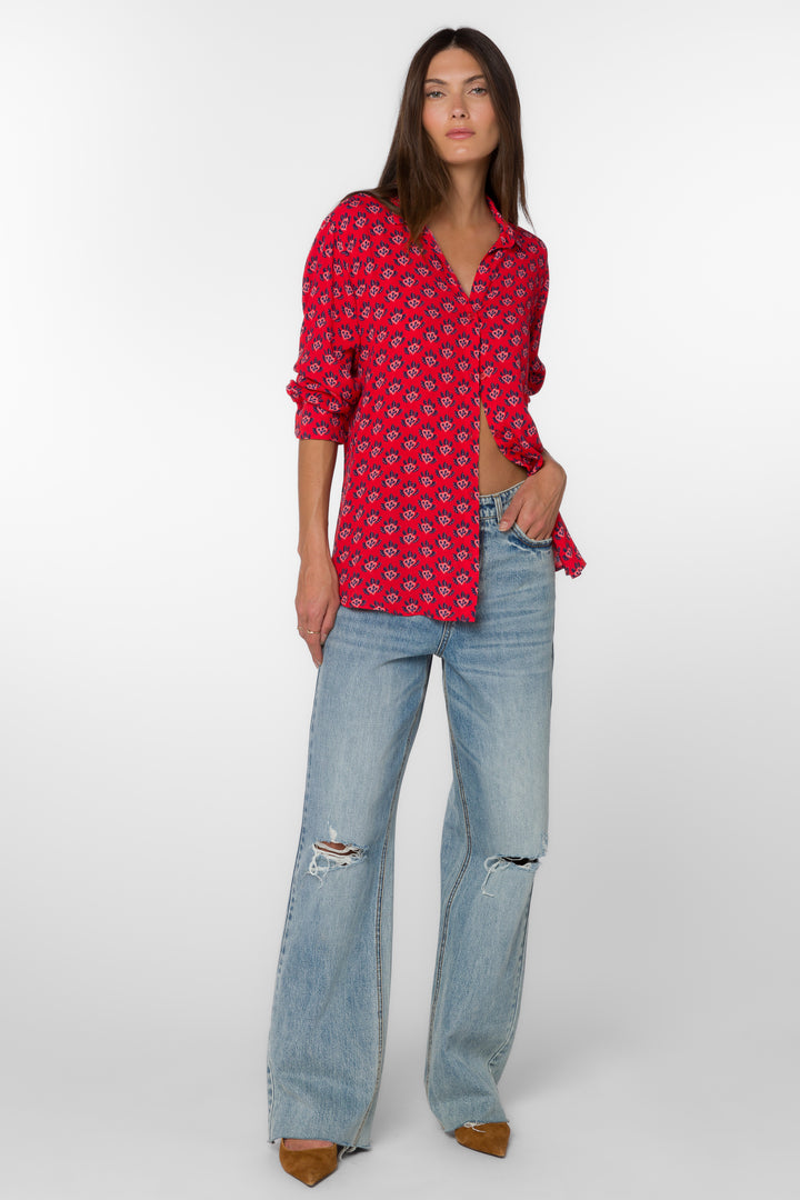 Elena Red Leaf Shirt