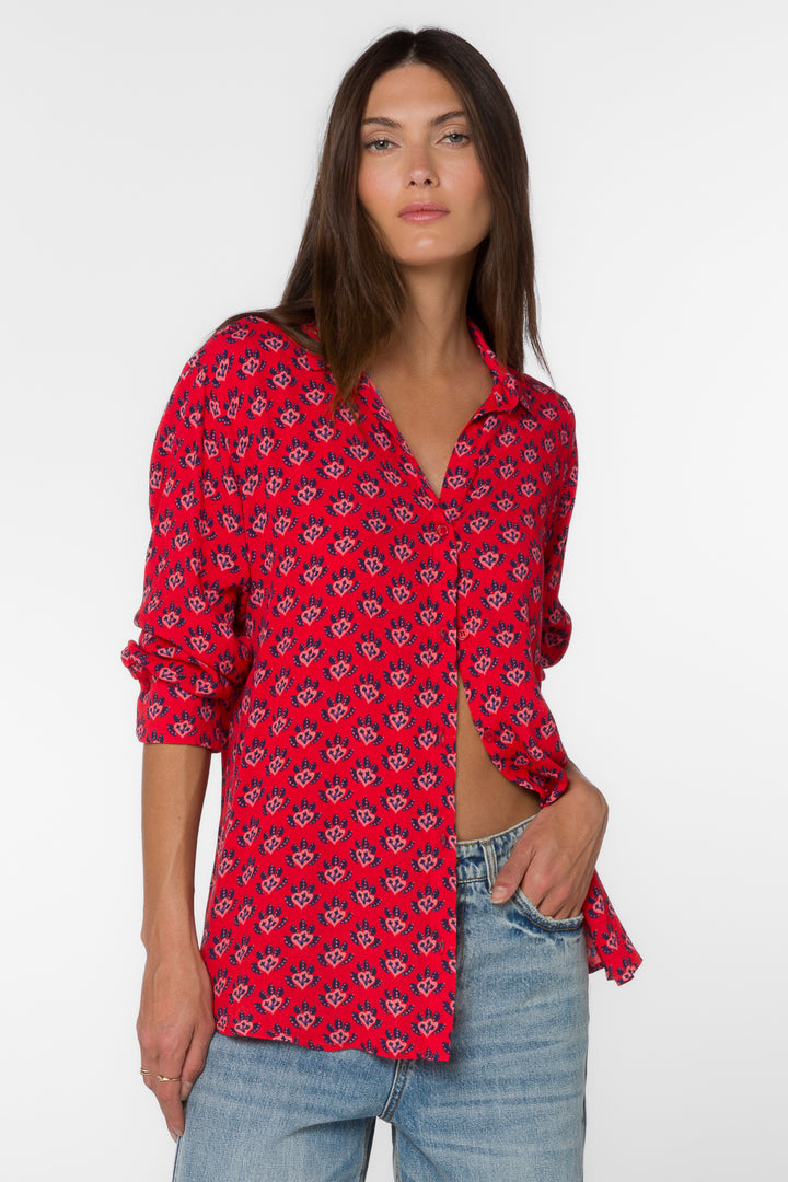 Elena Red Leaf Shirt