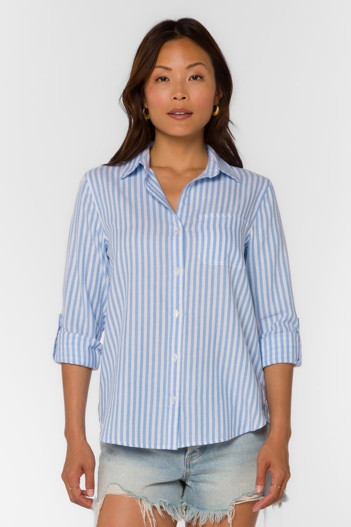 Elisa White Blue Stripe Shirt