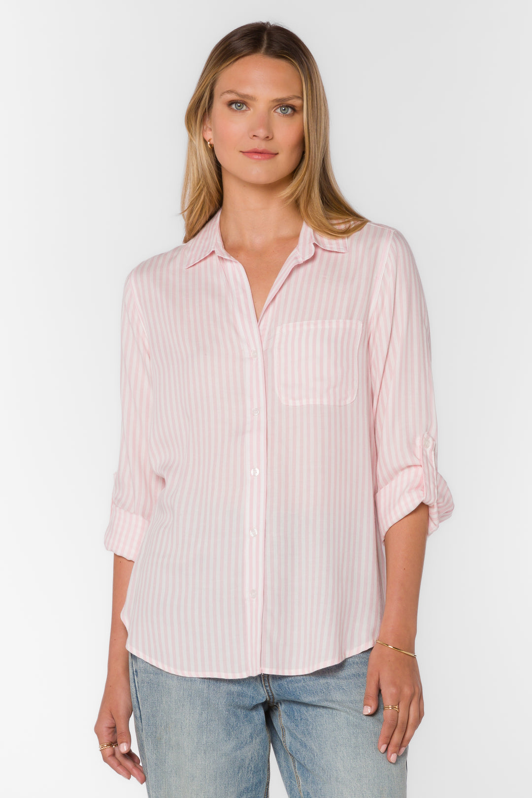 Elisa Pink Striped Shirt