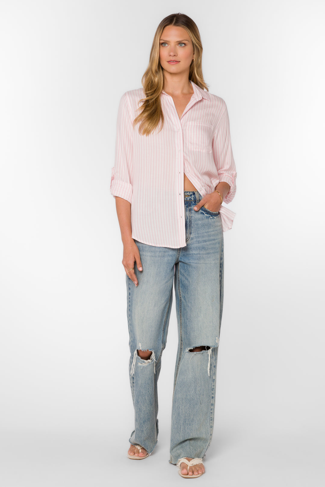 Elisa Pink Striped Shirt