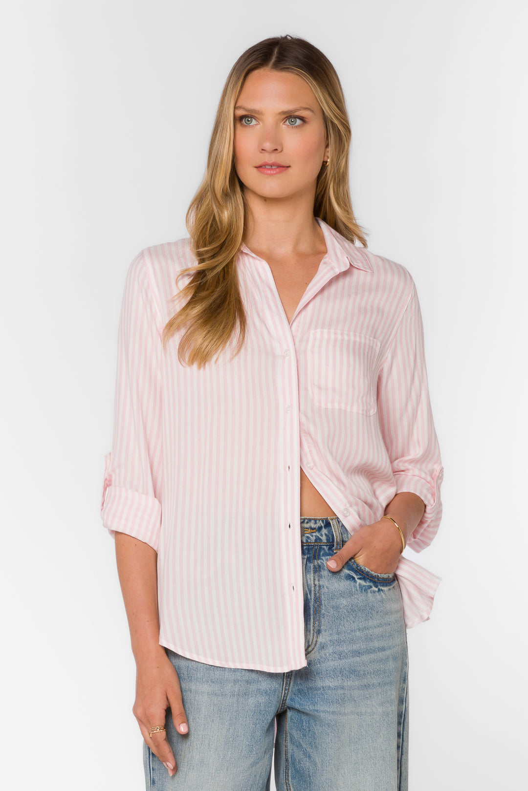 Elisa Pink Striped Shirt