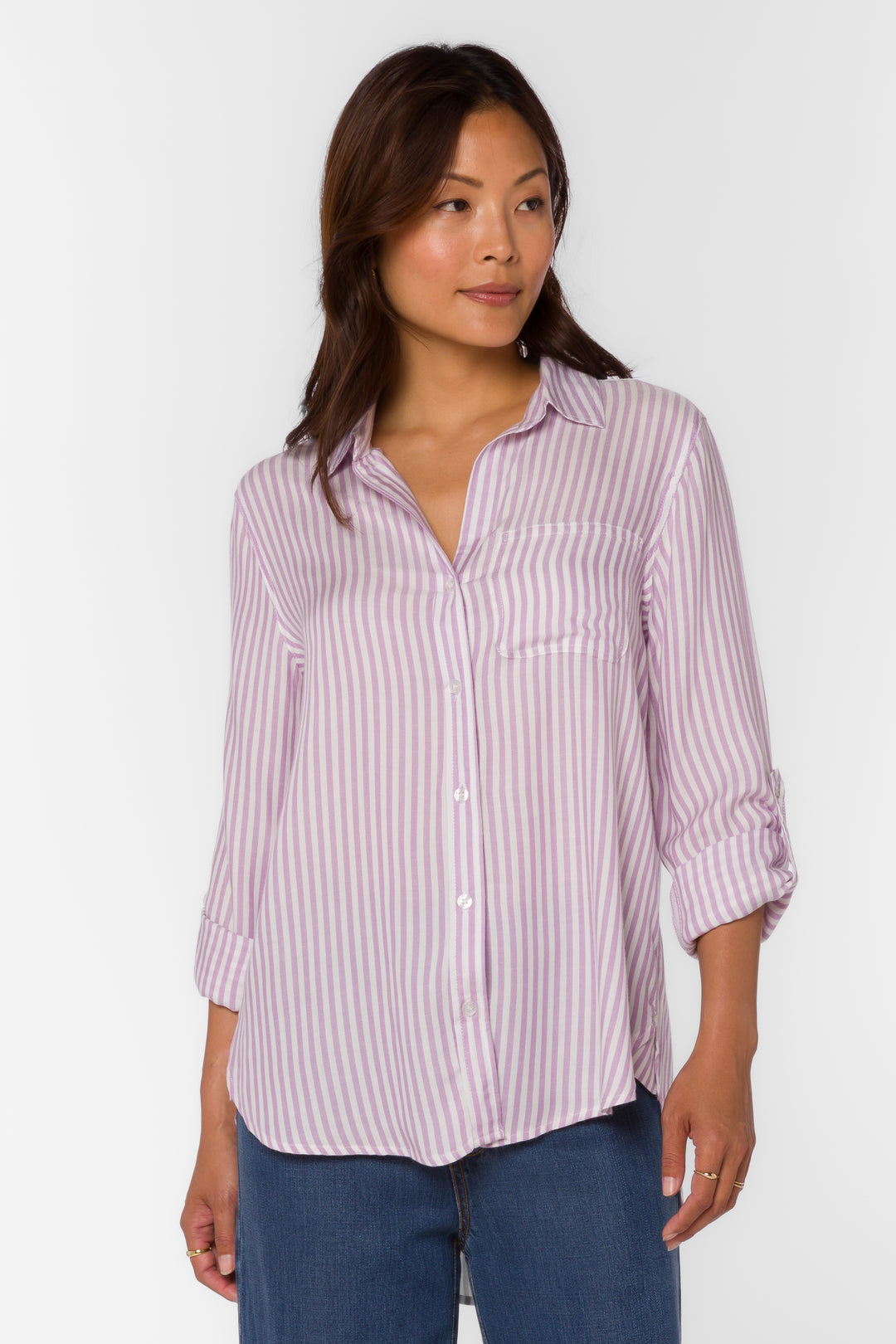 Elisa Lavender Striped Shirt