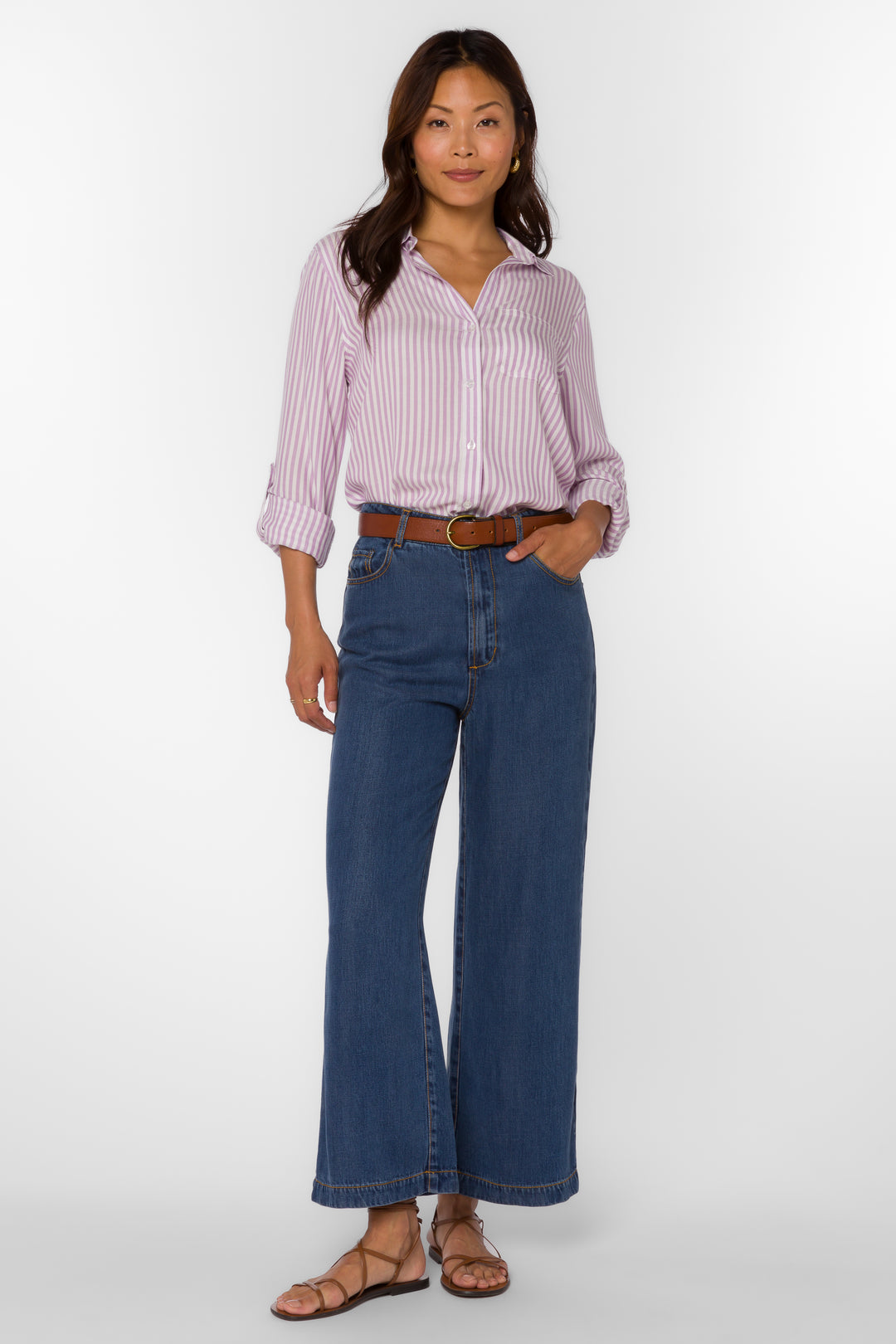 Elisa Lavender Striped Shirt