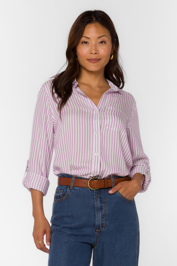 Elisa Lavender Striped Shirt