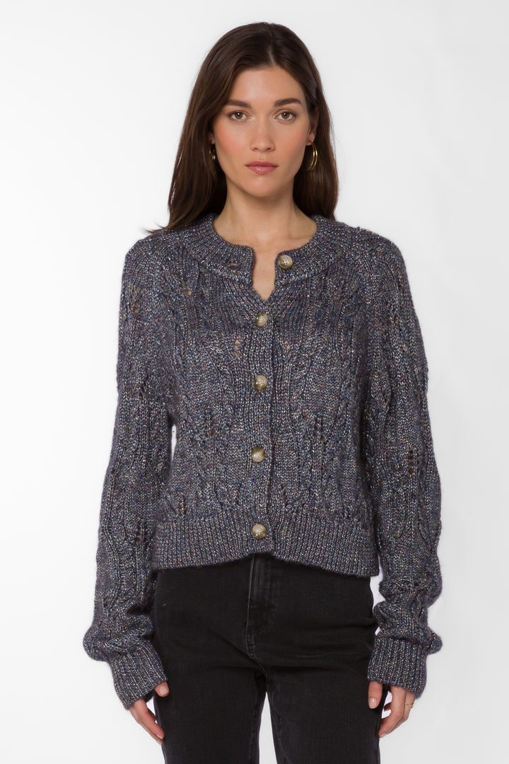 Eloise Charcoal Shimmer Cardigan - Sweaters - Velvet Heart Clothing