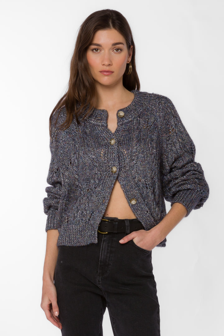 Eloise Charcoal Shimmer Cardigan - Sweaters - Velvet Heart Clothing