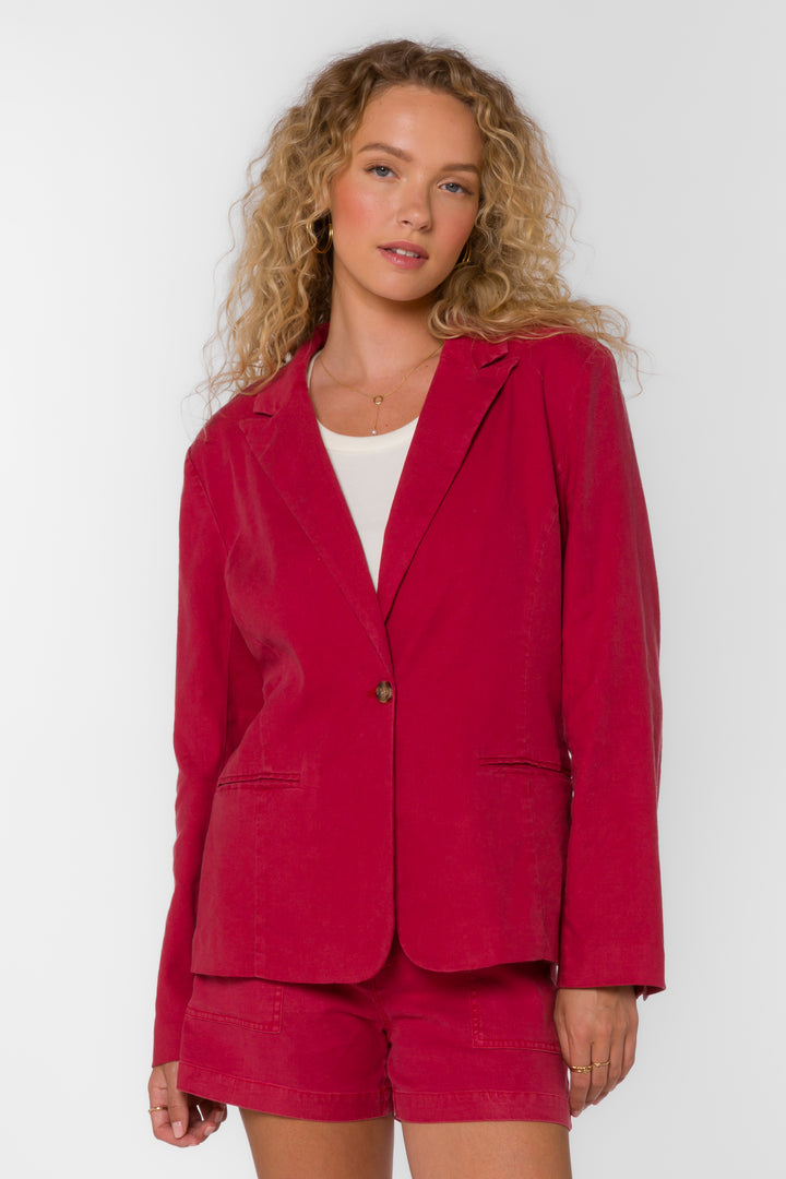 Enza Spicy Red Blazer - Jackets & Outerwear - Velvet Heart Clothing