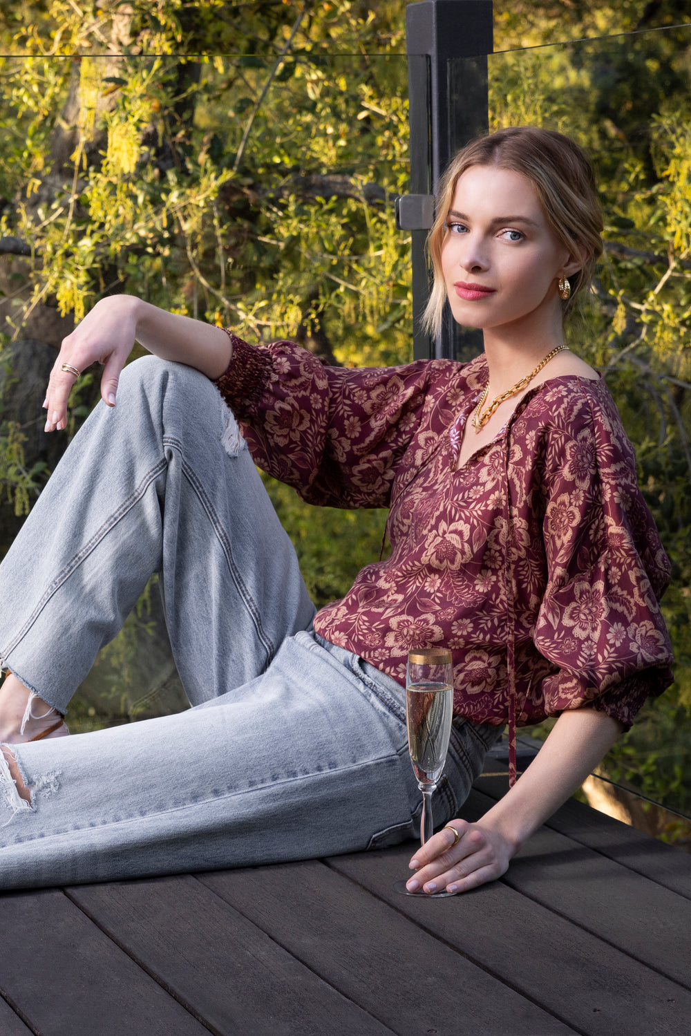 Freya Sangria Floral Top - Tops - Velvet Heart Clothing