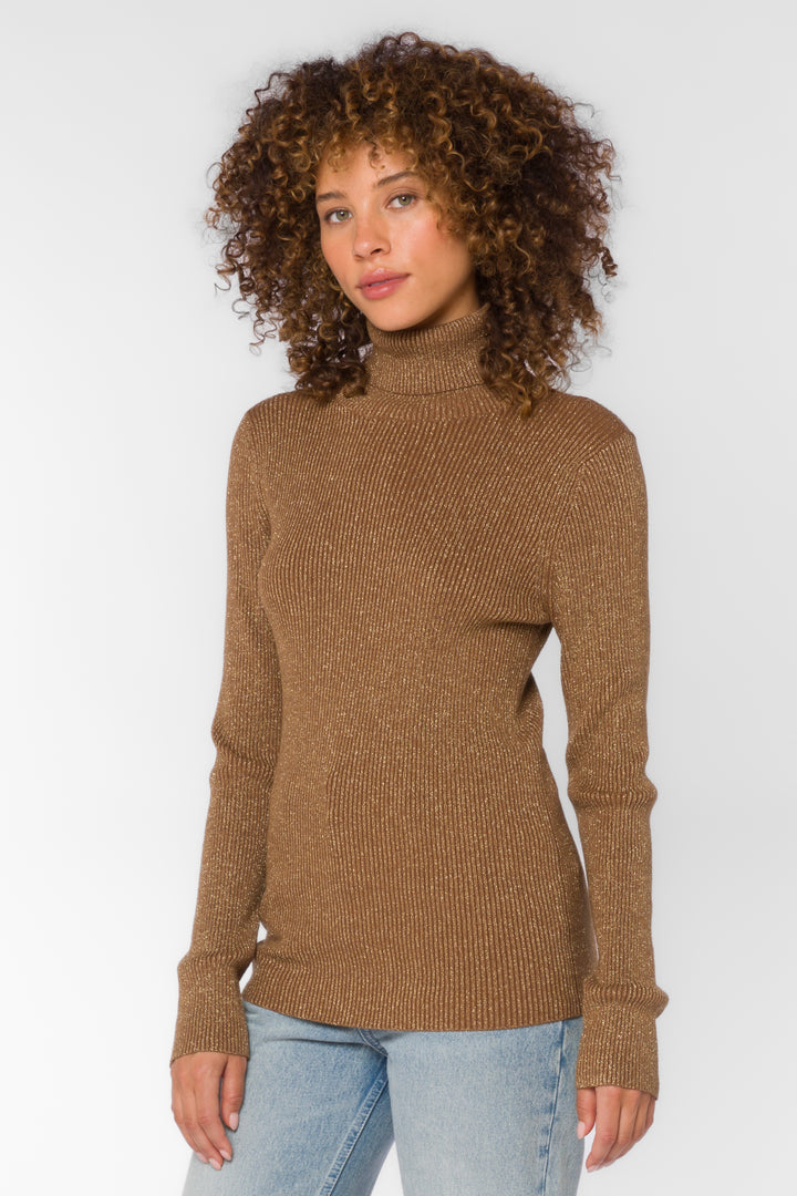 Garner Taupe Metallic Top - Sweaters - Velvet Heart Clothing