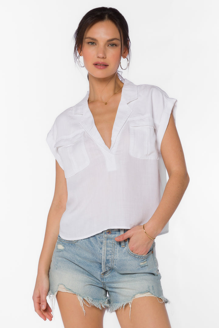 Gavin Optic White Top - Tops - Velvet Heart Clothing