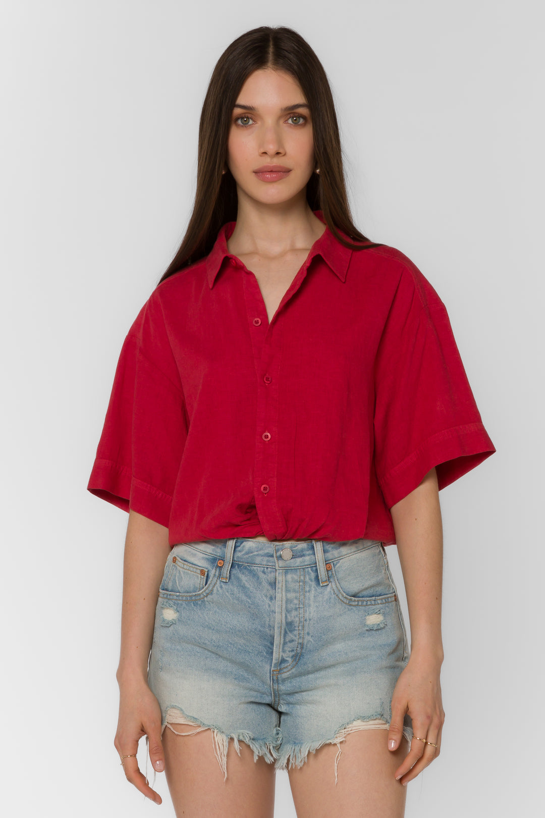 Glenna Spicy Red Shirt - Tops - Velvet Heart Clothing