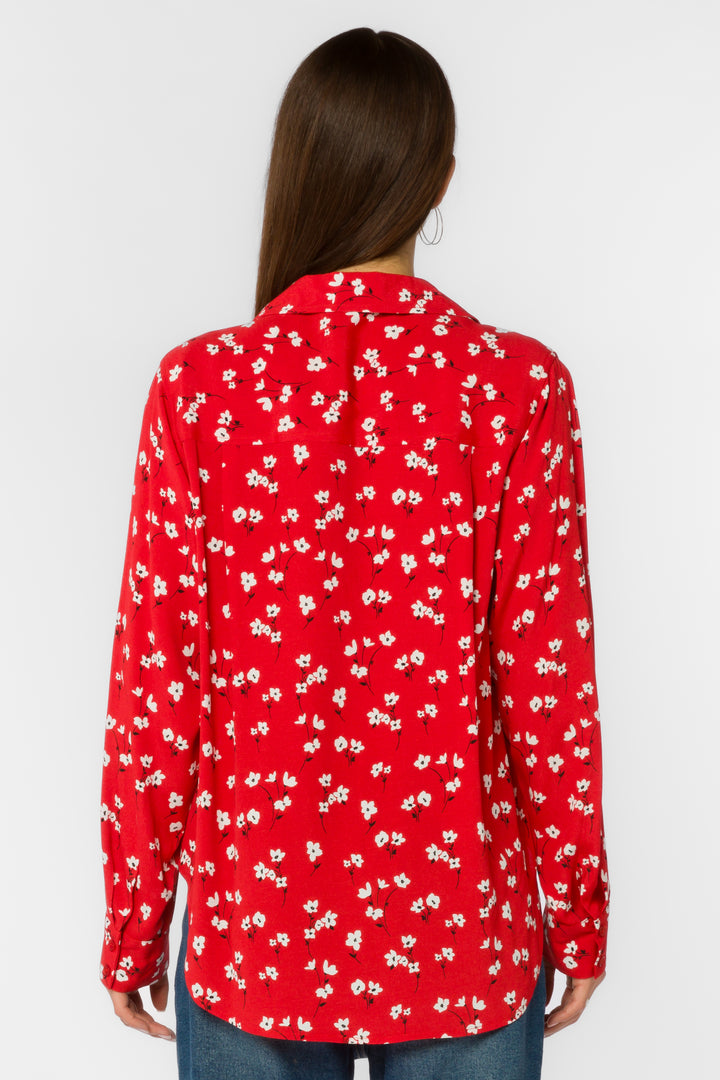 Kacia Red Poppy Shirt - Tops - Velvet Heart Clothing